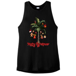 Merry Christmas Palm Tree Light Hawaiian Tropical Christmas Funny Gift Ladies PosiCharge Tri-Blend Wicking Tank