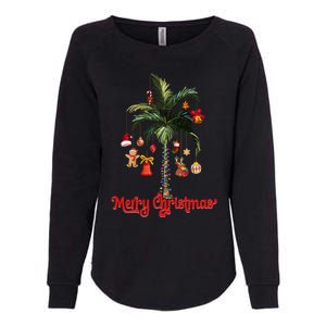 Merry Christmas Palm Tree Light Hawaiian Tropical Christmas Funny Gift Womens California Wash Sweatshirt