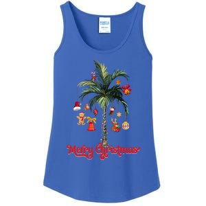 Merry Christmas Palm Tree Light Hawaiian Tropical Christmas Funny Gift Ladies Essential Tank