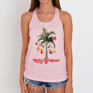 Merry Christmas Palm Tree Light Hawaiian Tropical Christmas Funny Gift Women's Knotted Racerback Tank