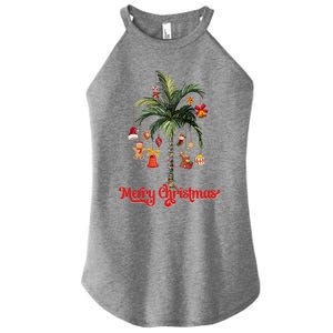 Merry Christmas Palm Tree Light Hawaiian Tropical Christmas Funny Gift Women's Perfect Tri Rocker Tank