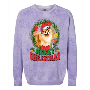 Merry Christmas Pomeranian Santa Dog Lover Ugly Sweater Xmas Colorblast Crewneck Sweatshirt