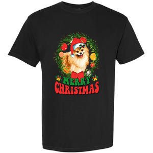 Merry Christmas Pomeranian Santa Dog Lover Ugly Sweater Xmas Garment-Dyed Heavyweight T-Shirt