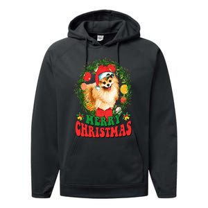 Merry Christmas Pomeranian Santa Dog Lover Ugly Sweater Xmas Performance Fleece Hoodie