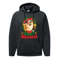 Merry Christmas Pomeranian Santa Dog Lover Ugly Sweater Xmas Performance Fleece Hoodie