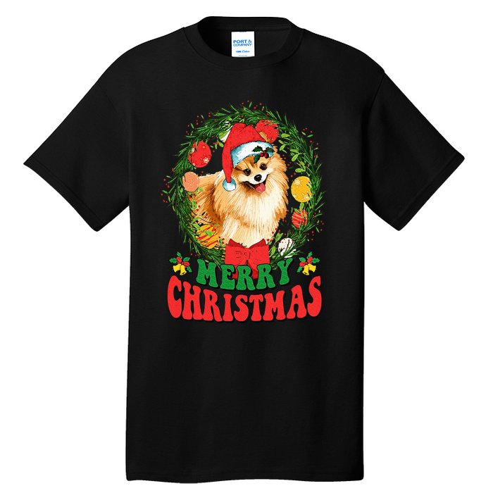 Merry Christmas Pomeranian Santa Dog Lover Ugly Sweater Xmas Tall T-Shirt