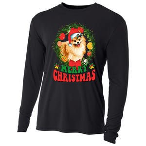 Merry Christmas Pomeranian Santa Dog Lover Ugly Sweater Xmas Cooling Performance Long Sleeve Crew