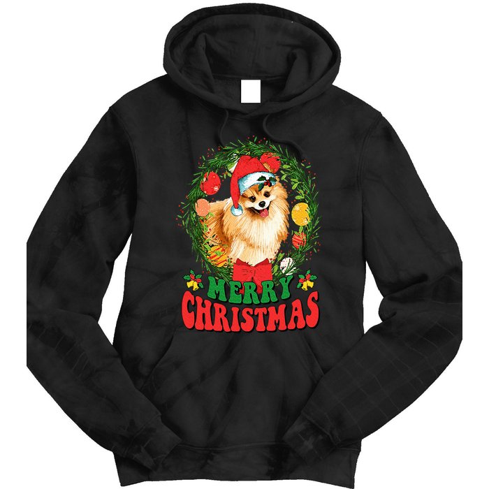 Merry Christmas Pomeranian Santa Dog Lover Ugly Sweater Xmas Tie Dye Hoodie