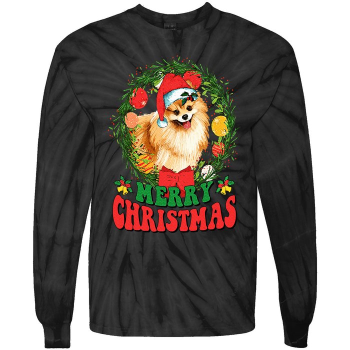 Merry Christmas Pomeranian Santa Dog Lover Ugly Sweater Xmas Tie-Dye Long Sleeve Shirt