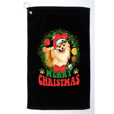 Merry Christmas Pomeranian Santa Dog Lover Ugly Sweater Xmas Platinum Collection Golf Towel