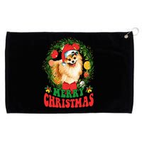 Merry Christmas Pomeranian Santa Dog Lover Ugly Sweater Xmas Grommeted Golf Towel