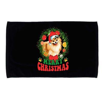 Merry Christmas Pomeranian Santa Dog Lover Ugly Sweater Xmas Microfiber Hand Towel