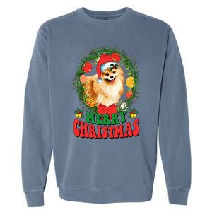 Merry Christmas Pomeranian Santa Dog Lover Ugly Sweater Xmas Garment-Dyed Sweatshirt