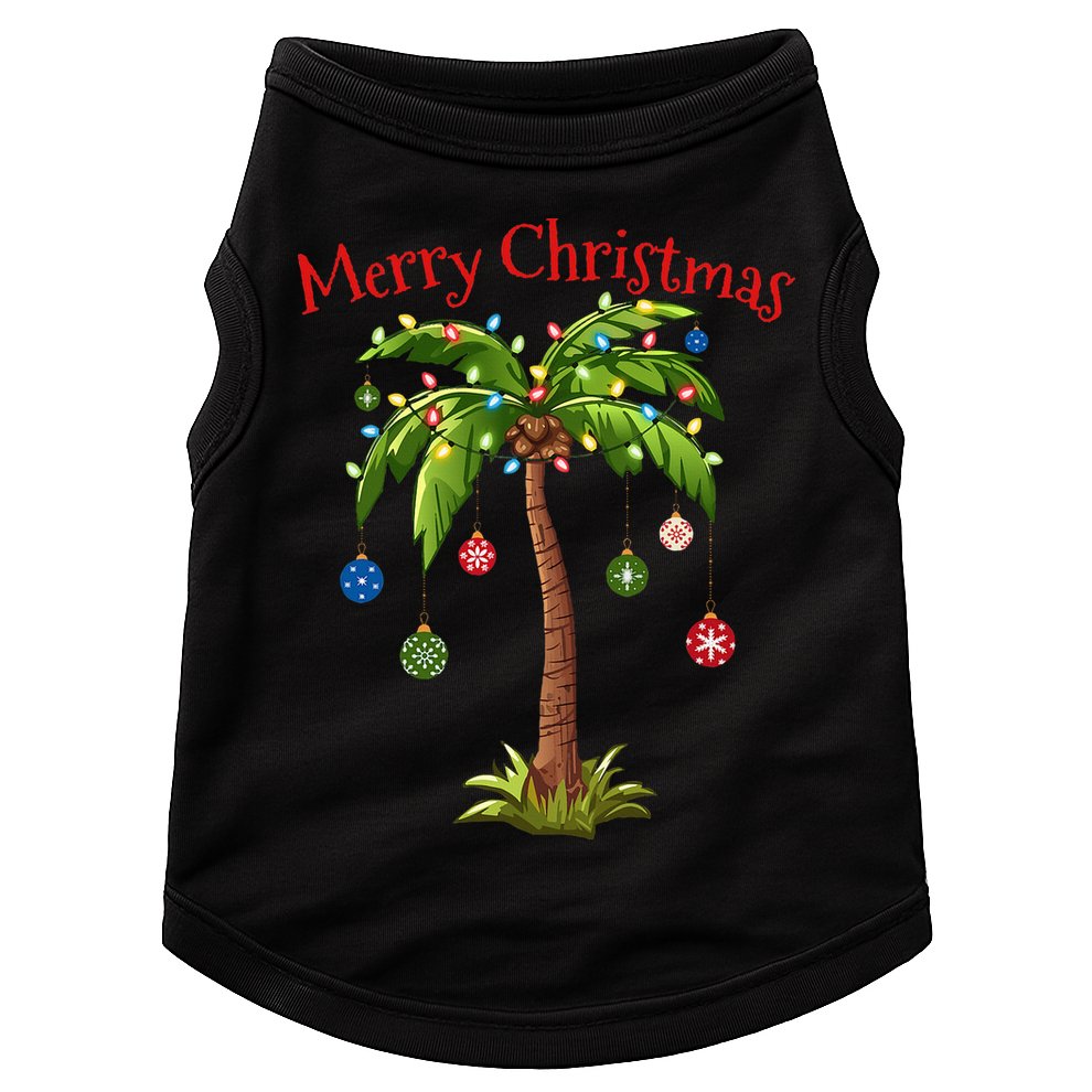 Merry Christmas Palm Tree Light Hawaiian Tropical Christmas Doggie Tank