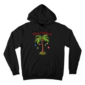 Merry Christmas Palm Tree Light Hawaiian Tropical Christmas Hoodie