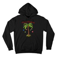 Merry Christmas Palm Tree Light Hawaiian Tropical Christmas Hoodie