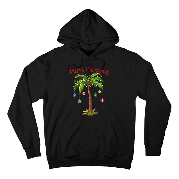 Merry Christmas Palm Tree Light Hawaiian Tropical Christmas Hoodie