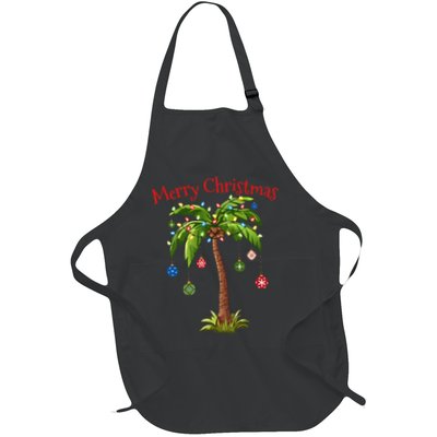 Merry Christmas Palm Tree Light Hawaiian Tropical Christmas Apron