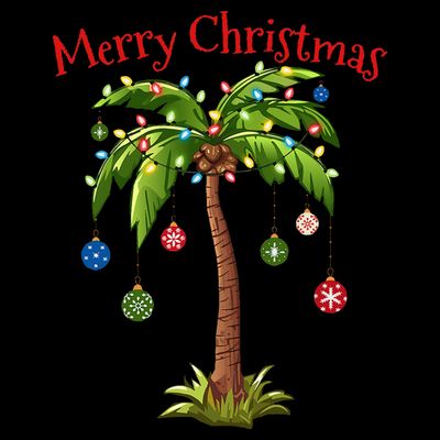 Merry Christmas Palm Tree Light Hawaiian Tropical Christmas T-Shirt