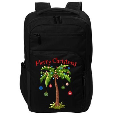 Merry Christmas Palm Tree Light Hawaiian Tropical Christmas Impact Tech Backpack