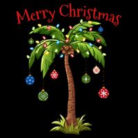 Merry Christmas Palm Tree Light Hawaiian Tropical Christmas Button