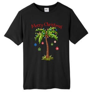 Merry Christmas Palm Tree Light Hawaiian Tropical Christmas Tall Fusion ChromaSoft Performance T-Shirt