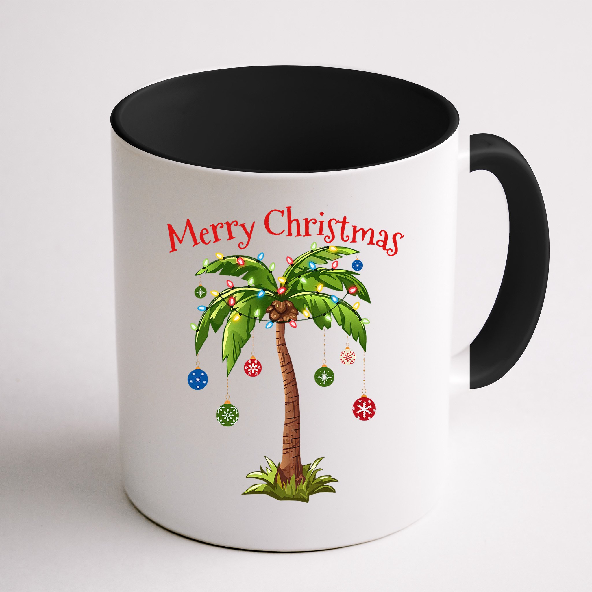 Merry Christmas Palm Tree Light Hawaiian Tropical Christmas Mug