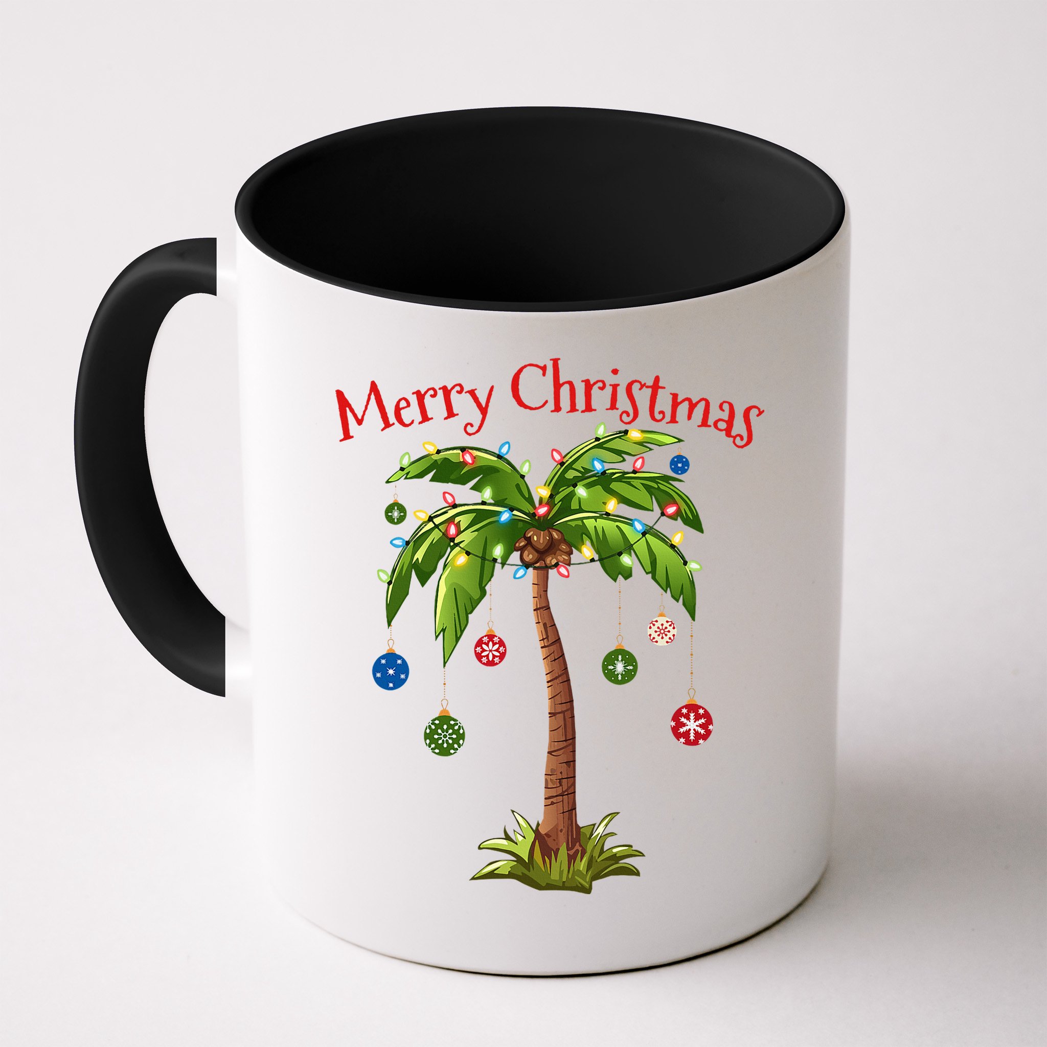 Merry Christmas Palm Tree Light Hawaiian Tropical Christmas Mug