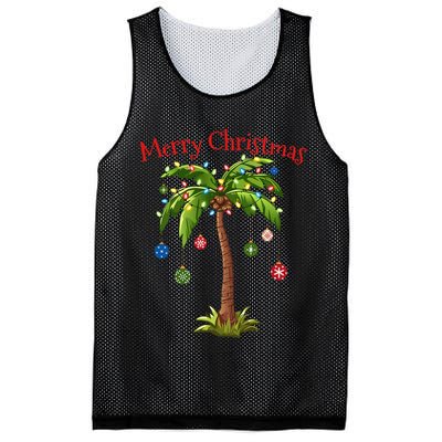 Merry Christmas Palm Tree Light Hawaiian Tropical Christmas Mesh Reversible Basketball Jersey Tank