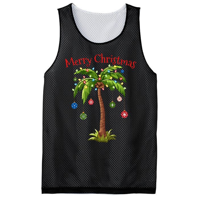 Merry Christmas Palm Tree Light Hawaiian Tropical Christmas Mesh Reversible Basketball Jersey Tank