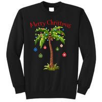 Merry Christmas Palm Tree Light Hawaiian Tropical Christmas Tall Sweatshirt