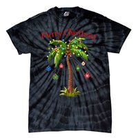 Merry Christmas Palm Tree Light Hawaiian Tropical Christmas Tie-Dye T-Shirt