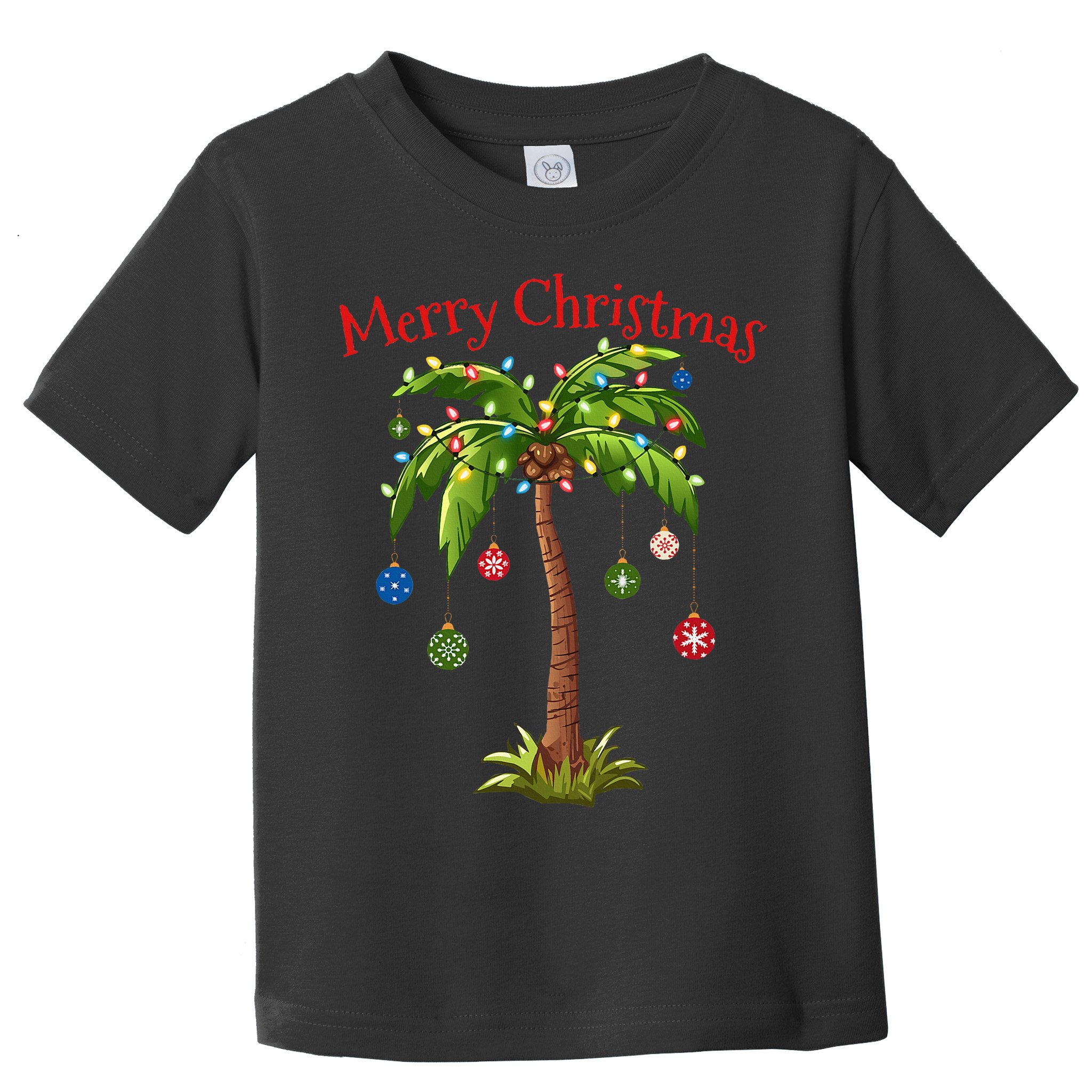 Merry Christmas Palm Tree Light Hawaiian Tropical Christmas Toddler T-Shirt