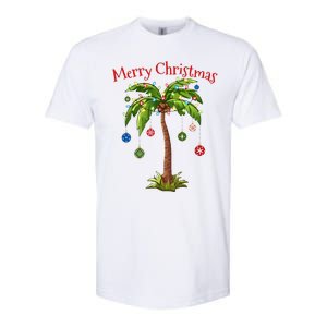 Merry Christmas Palm Tree Light Hawaiian Tropical Christmas Softstyle CVC T-Shirt