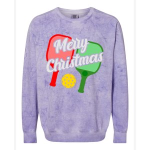 Merry Christmas Pickleball Santa Claus Paddleball Holiday Gift Colorblast Crewneck Sweatshirt