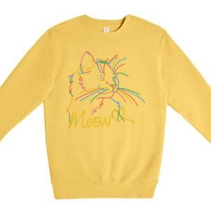 Meow Colorful Pet Cat Cute Premium Crewneck Sweatshirt