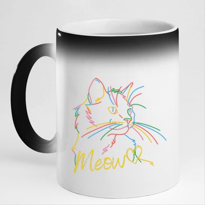 Meow Colorful Pet Cat Cute 11oz Black Color Changing Mug