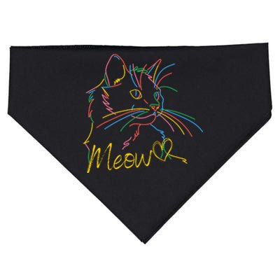 Meow Colorful Pet Cat Cute USA-Made Doggie Bandana