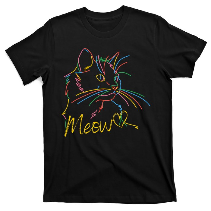 Meow Colorful Pet Cat Cute T-Shirt