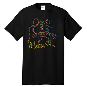 Meow Colorful Pet Cat Cute Tall T-Shirt