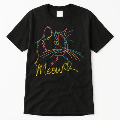 Meow Colorful Pet Cat Cute Tall T-Shirt