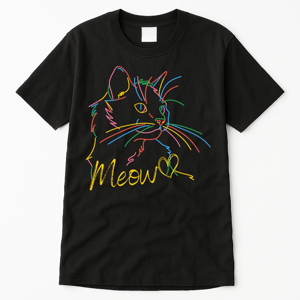Meow Colorful Pet Cat Cute Tall T-Shirt