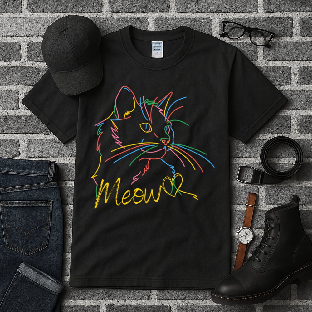 Meow Colorful Pet Cat Cute Tall T-Shirt
