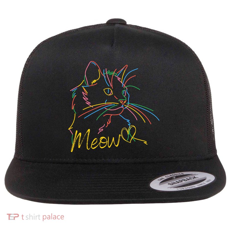 Meow Colorful Pet Cat Cute Flatbill Hat