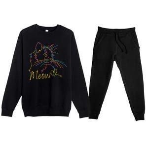 Meow Colorful Pet Cat Cute Premium Crewneck Sweatsuit Set