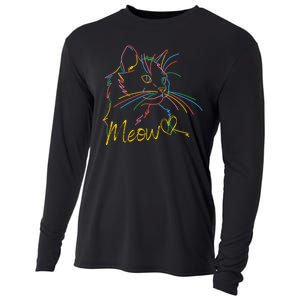 Meow Colorful Pet Cat Cute Cooling Performance Long Sleeve Crew