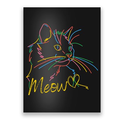 Meow Colorful Pet Cat Cute Poster