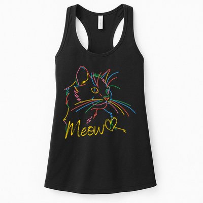 Meow Colorful Pet Cat Cute Womens Tank Top