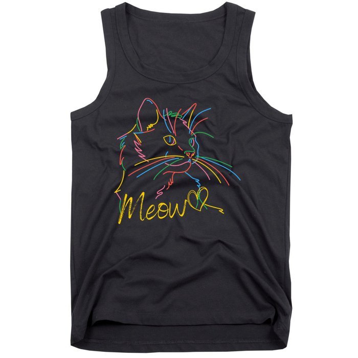 Meow Colorful Pet Cat Cute Tank Top