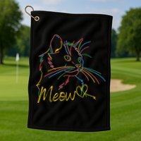 Meow Colorful Pet Cat Cute Golf Towel